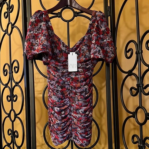 ZARA Multicolor Floral Mini Dress - Picture 3 of 16